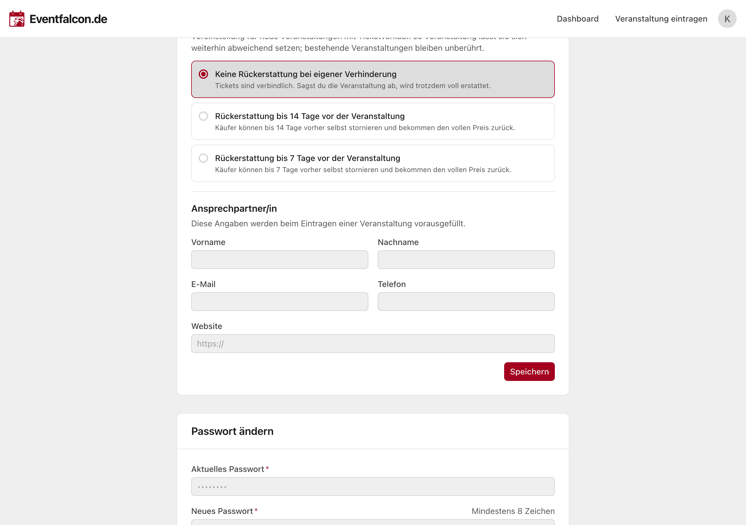 Die Voreinstellung im Profil